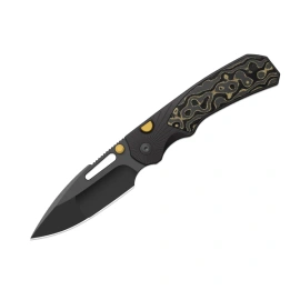 Nóż składany Kizer Durandal Black Aluminum/Gold Camo FatCarbon, Gunmetal Gray PVD S35VN by Gabor Hajagos (K3765BD2)