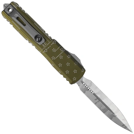 Microtech Ultratech Gen IV D/E OTF Knife Hero OD Green Aluminum, Stonewashed Pixel M390MK by Tony Marfione (11224-10ODHR)