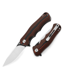 Nóż składany Bestech Bobcat Black / Red G10, Black Stonewashed / Satin D2 (BG22C-2)