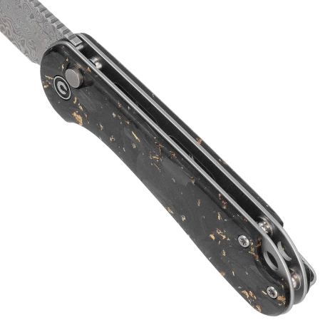 Civivi Button Lock Elementum II Knife Shredded Carbon Fiber/Golden Shred, Damascus (C18062P-10)