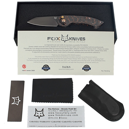 FOX Radius Carbon Fiber/Copper, Black PVD M390 by Denis Simonutti knife (FX-550 CFB)