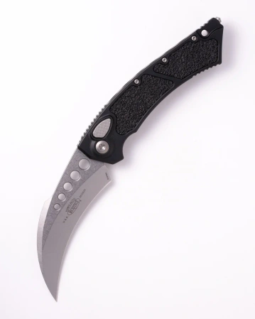 Nóż automatyczny Microtech Hawk Auto Hawkbill Black Aluminium, Stonewashed M390MK by Tony Marfione (166-10)