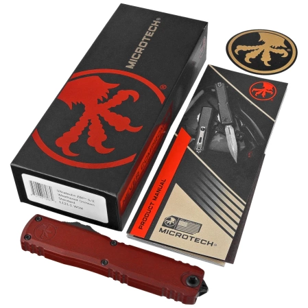 Microtech Ultratech Gen III ZBP S/E OTF Knife Cerakote Weathered Crimson Aluminum, Cerakote Weathered Crimson M390MK by Tony Marfione (1121-1WCM)