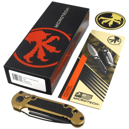 Microtech LUDT Gen III S/E Automatic Knife Tan Aluminum, Black M390MK by Tony Marfione (1135-1TA)