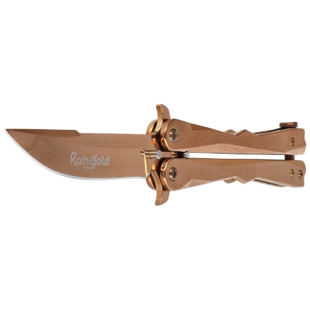 Nóż składany motylek Martinez Albainox RainGold Balisong Gold Steel, Gold 3Cr13Mov (02165)