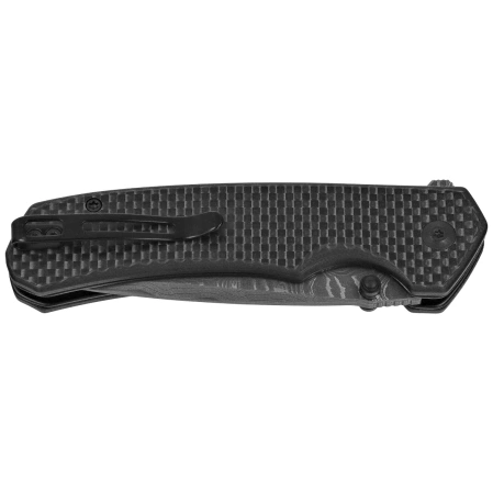 Civivi Brazen Button Lock Knife Twill Carbon Fiber Overlay on Black G10, Damascus (C19059C-DS1)
