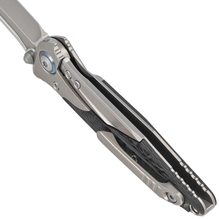 Microtech Socom Bravo Mini T/E Knife Titanium / Carbon Fiber, Blue HW, Bead Blasted M390 by Tony Marfione (261M-7CFTI)