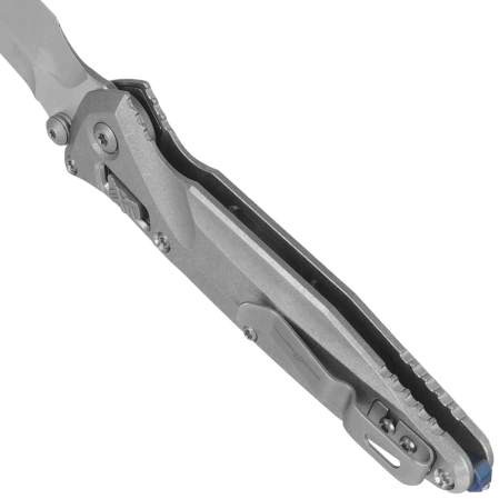 Microtech Socom Delta Ram-Lok S/P Marfione Select Knife Slab Side Titanium, Blue HW, Stonewashed M390MK by Tony Marfione (159RL-10SMS3)