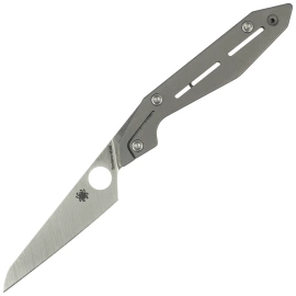 Spyderco Nand Gray Titanium, Satin M398 by Paul Alexander (C270TIP)