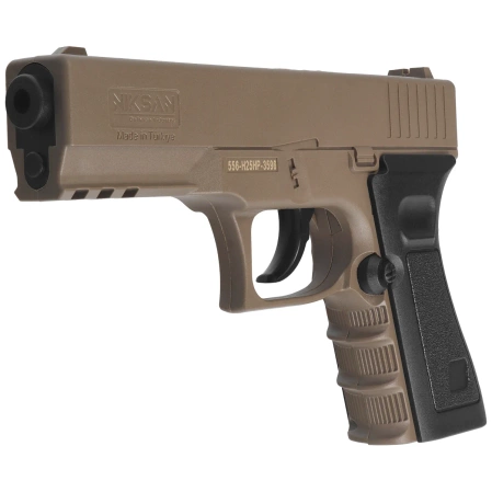 Airgun Set 61: Niksan Defence NKS CP17 Tan 4.5 mm Air Pistol, 1400 BBs, 10 CO₂ Cartridges, 100 Targets