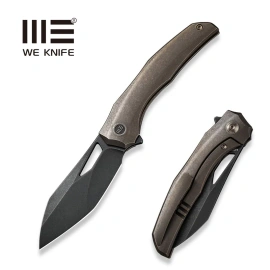 WeKnife Ignio Mystery Knife Box Bronze Titanium, Black Stonewashed CPM 20CV by Toni Tietzel (WE22042B-2 MB)
