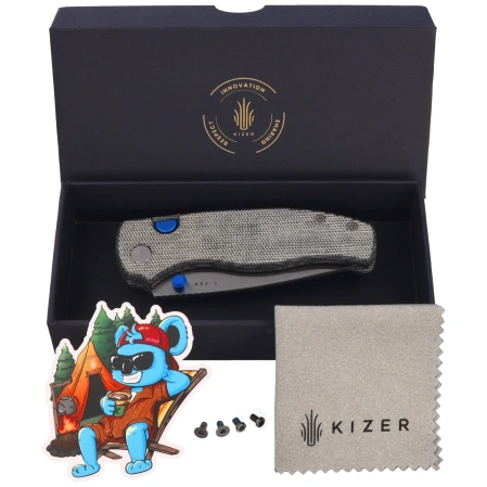 Nóż składany Kizer Glaux Black Norplex UltreX Micarta, Satin 14C28N (V3801A1)