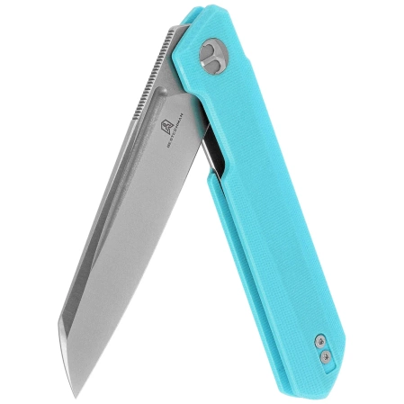 Bestechman Dundee Sheepfoot Knife Light Blue G10, Stonewashed/Satin D2 by Ostap Hel (BMK09B)