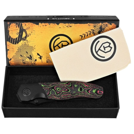 KB Kubey Velvet Snake Knife Black DLC Titanium / Watermelon Sugar Camo Carbon, Black DLC M390 by Bastard Knives (KB266C)
