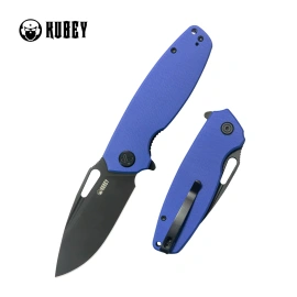 Kubey Tityus Knife Blue G10, Blackwashed 14C28N (KU322V)