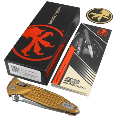 Microtech Socom Ram-Lok S/P-M Knife Tan Frag Aluminum, Apocalyptic M390MK by Tony Marfione (160RL-10APFRTA)