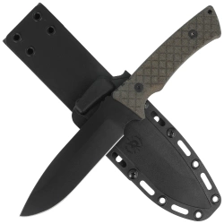Spartan Blades Damysus Green Canvas Micarta, Black Powder 1095 Cro-Van by Curtis Iovito (SBSL003BKGR)