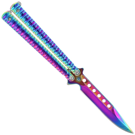 Nóż motylkowy Third Decor Habitat Balisong Rainbow Stainless Steel, Rainbow 420 (16071W)