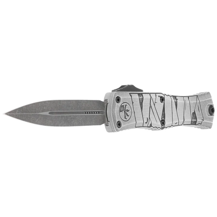 Microtech Hera II Mini D/E Signature Halloween Mummy Wrap Aluminum, Satin M390MK OTF Knife by Tony and Sean Marfione (1702M-1HWMYS)