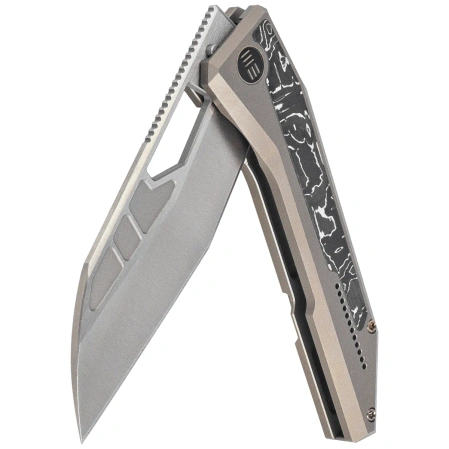 WeKnife Inceptus Knife Champagne Titanium/Aluminum Foil Carbon Fiber, Satin M390 by Robert Saniscalchi (WE25017-4)