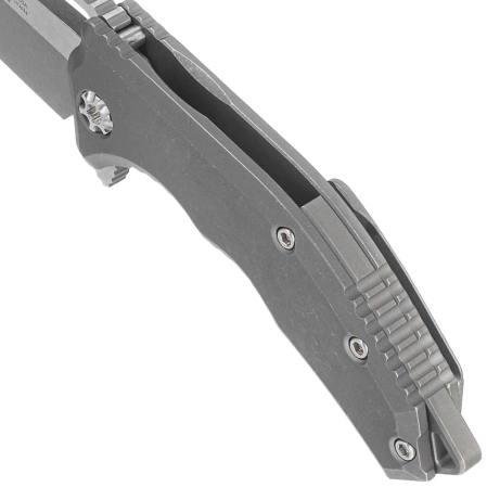 Heretic Medusa Manual T/E Battleworn Gray Titanium, Battleworn MagnaCut Knife by Tony Marfione Jr. (H009-5A-TIBATTLE)