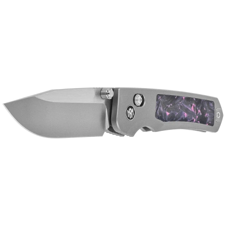 Nóż składany Remette RT-Aurora Gray Titanium/Carbon Fiber, Manual Fine Grinding Satin/Pearlescent M390 (AURA-P)