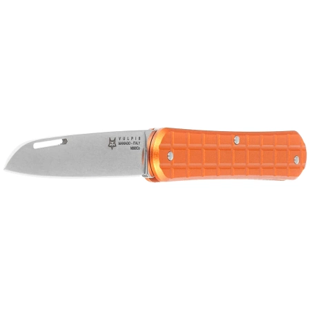 Fox Vulpis Grenade Pattern Orange Aluminum Knife, Polished N690Co (FX-VPGP130 OR)
