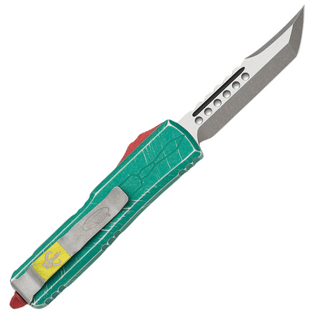 Microtech UTX-85 Hellhound Bounty Hunter Signature OTF Knife Distressed Green Aluminum, Apocalyptic M390 (719-10BH)