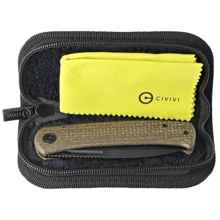 Civivi Knife Caetus Green Burlap Micarta, Black Stonewashed 14C28N (C21025C-3)