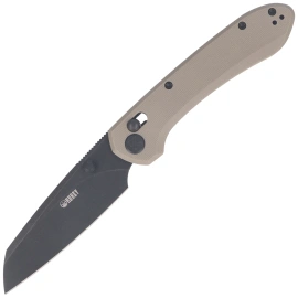 Kubey Bonza Knife Tan G10, Blackwashed 14C28N by Happy As Larry (KU446F)