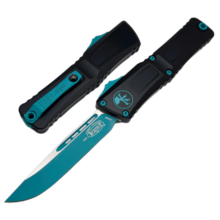Microtech Combat Troodon Gen III S/E OTF Knife Black Aluminum, Turquoise M390MK by Tony Marfione (1143-1TQSK)