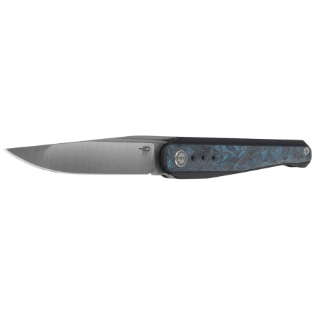 Bestech Spear Phisher Black Titanium/Blue CF, Hand Rubbed Satin M390 by Todd Knife and Tool (BT2405C)