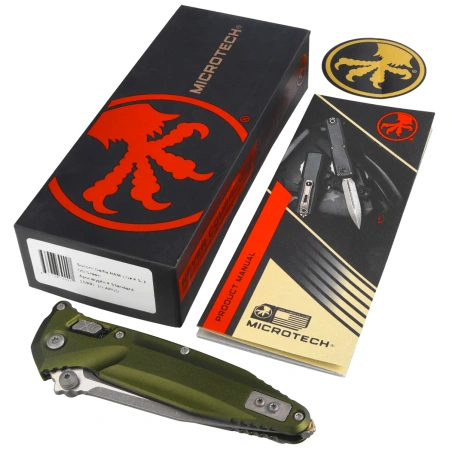 Microtech Socom Delta Ram-Lok S/P-M OD Green Aluminum, Apocalyptic M390MK by Tony Marfione (159RL-10APOD)