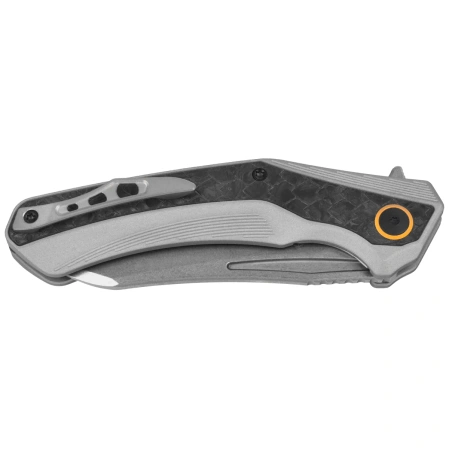 Kizer Draca Knife Gray Aluminum / Black-Green Carbon Fiber, Stonewashed S45VN by Mikey Carlson (Ki4751A1)