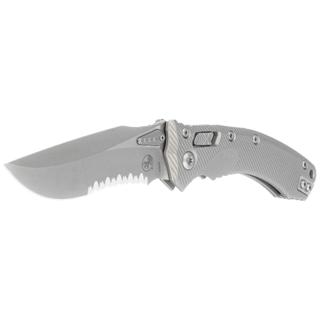 Microtech Amphibian Ram-Lok S/E Fluted Natural Clear Aluminium, Apocalyptic P/S M390MK by Tony Marfione (137RL-11APFLNC)