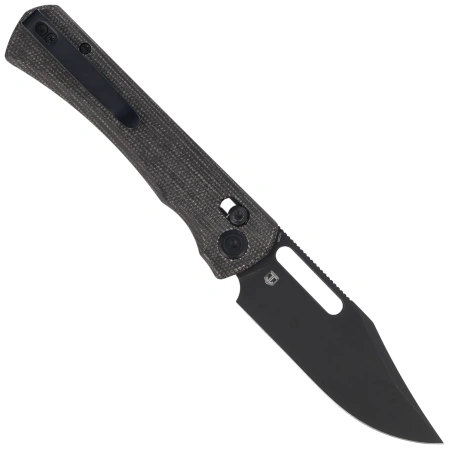 Kubey TBO Knife Black Micarta, Blackwashed 14C28N by Johan Jordaan (KU396D)