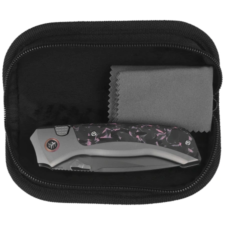 Remette RT-Steed Knife Gray Titanium/Black-Pink Carbon Fiber, Pearlescent M390 (RTWS-TP)