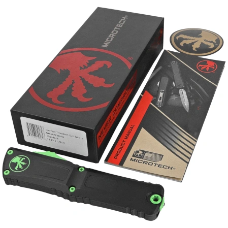 Nóż automatyczny OTF Microtech Combat Troodon Gen III S/E Black Aluminium, Green Mamba Cerakote M390MK by Tony Marfione (1143-1GMSK)