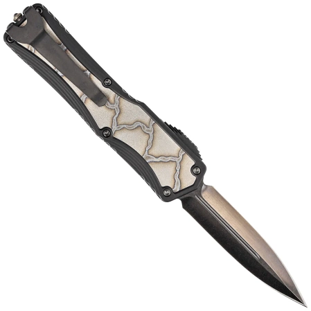 Nóż automatyczny OTF Heretic Colossus Custom D/E Black Aluminium/Flamed Ti Inlay, High Sheen SW DLC MagnaCut by Tony Marfione Jr.
