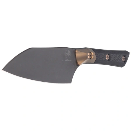 Microtech Santoku 4.2'' Signature Kitchen Knife Bronze Titanium Bolsters/Carbon Fiber, Black DLC M390MK (3300B-1DLCCFS)