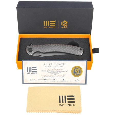 Nóż składany WeKnife Dracarys LE No 025/199 Gray Titanium, Stonewashed M390 (WE25061B-1)