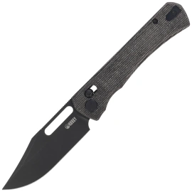 Kubey TBO Knife Black Micarta, Blackwashed 14C28N by Johan Jordaan (KU396D)