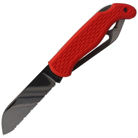 Nóż żeglarski MAC Boat 2 Red PP-TPE, Satin W 1.4034