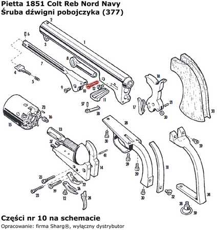Śruba dźwigni pobojczyka Pietta 1851 Colt Navy (377)