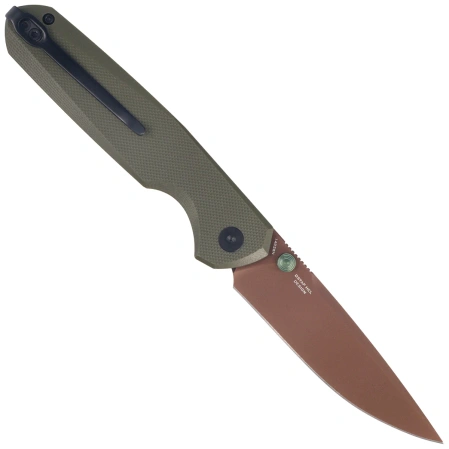 Nóż składany Bestechman Velix OD Green G10, Gold PVD 14C28N Steel by Ostap Hel (BMK07G)