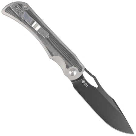 Kizer Allure Knife Silver Titanium / Black Norplex UltreX Micarta, Black Stonewashed S45VN by Johan Jordaan (Ki4763LDA2)