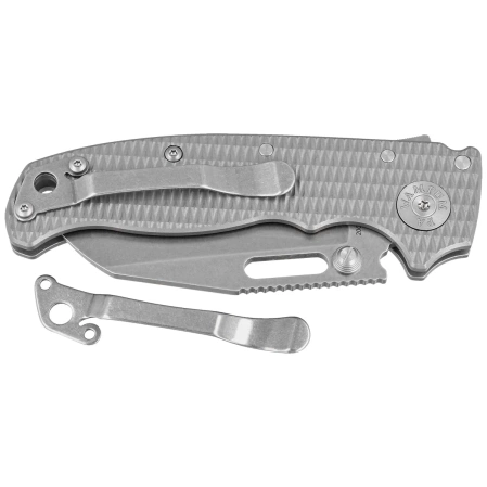 Nóż składany Demko AD20.5 Shark Foot Milled Titanium, Stonewashed CPM 20CV by Andrew Demko (205-20CV-TI-TEX-SF)