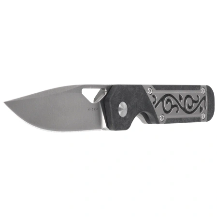 Kizer Mini Militaw Knife Grey Titanium / Carbon Fiber, Satin S45VN by Jonathan Styles (Ki3634SA4)
