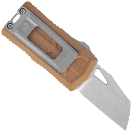 Microtech Exocet II Wharncliffe OTF Knife Tan Aluminum, Stonewashed M390MK by Tony Marfione (1156-10TA)