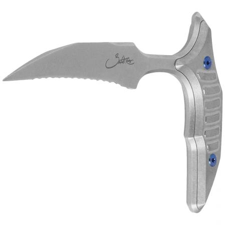 Microtech Bee Marfione Select Knife Gray Titanium, Blue Titanium HW, Stonewashed F/S 440C by Bastinelli (218-12MS3)